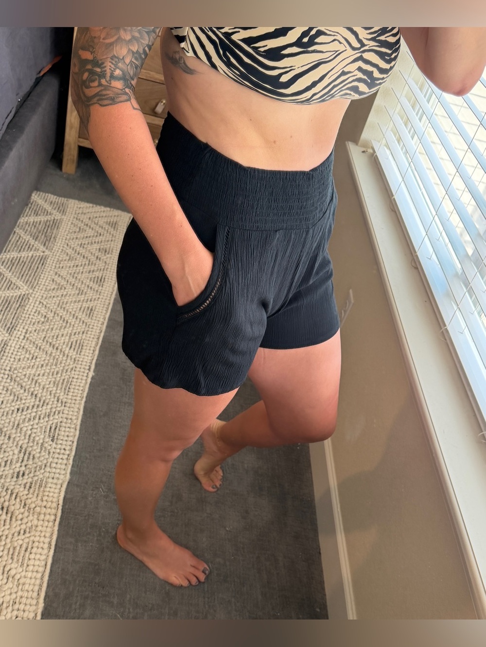 Three Dots Black High Waist Women's Shorts
